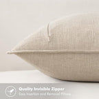 MIULEE Decorative Linen Euro Sham Pillow Covers 28x28 Inch Natural Beige Boho - Image 3