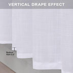 White Curtains 38 Inch Wide for Bedroom 2 Panels Back Tab Rod Pocket Semi Sheer - Image 6