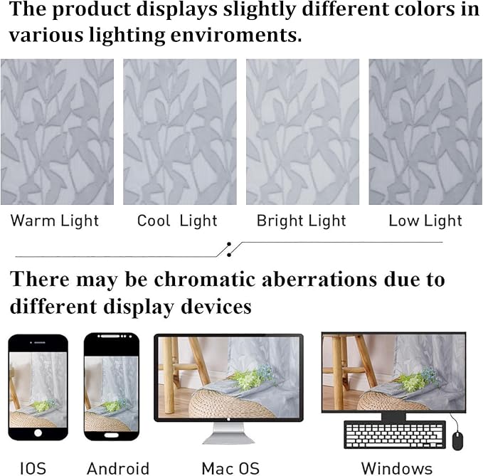 Lecloud Leia Light Grey Sheer Curtains 54 Inch Length 2 Panels, Light Reducing - Image 4
