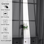 Gwine Black Sheer Curtains 120 Inches Long 2 Panels Set, Extra Long Sheer Black - Image 2