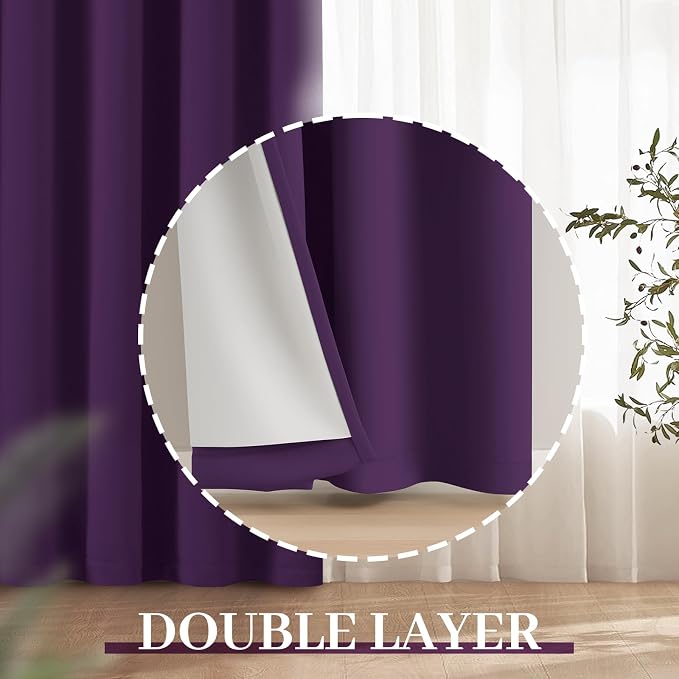 Yakamok Room Darkening 100% Blackout Curtains Grommet Window Treatments - Image 5