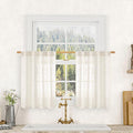 LAMIT Semi Sheer Cream Linen Curtains 36 Inch Length 2 Panels, Light Filtering by LAMIT