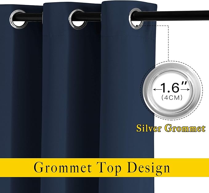 NICETOWN Navy Blue Blackout Curtains - Image 3