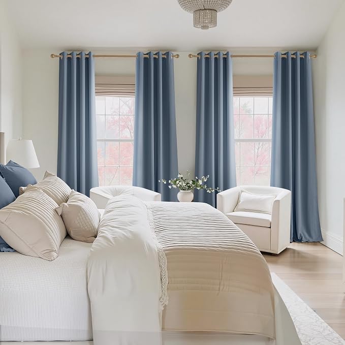 NICETOWN Room Darkening Draperies Curtains Panels, 2 Panels Stone Blue W52 x - Image 2