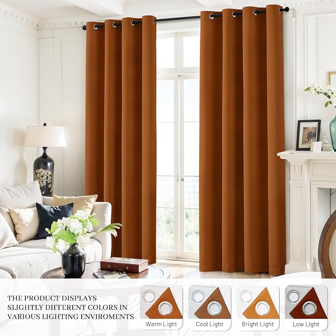 Yakamok Room Darkening 100% Blackout Curtains Grommet Window Treatments - Image 7