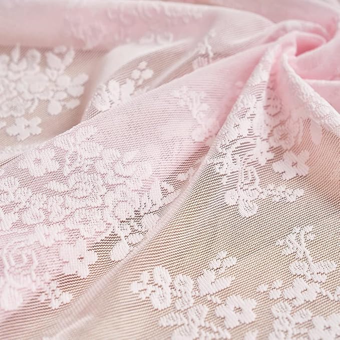 YJ YANJUN Vintage Lace Curtains Short Pink Floral Curtains 54 inch Length 2 - Image 6