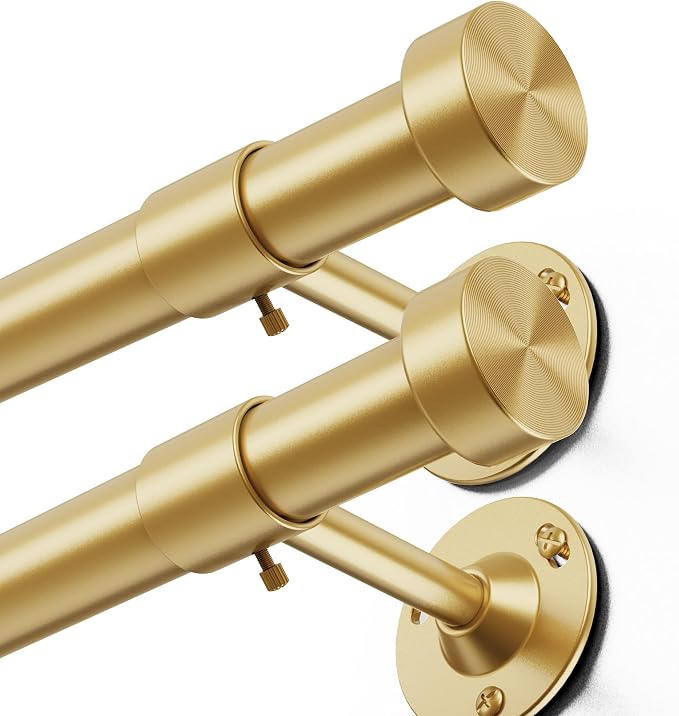 YaFex 2 Pack Heavy Duty Curtain Rods 32-60 Inch, 1 Inch Adjustable Gold Curtain by YaFex