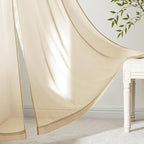 MIULEE Cream Sheer Curtains 102 Inches Long, 4 Panels Set, Light Filtering Rod - Image 6