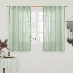 LAMIT Linen Curtains 48 Inch Length 2 Panels, Light Filtering Panels Back Tab by LAMIT