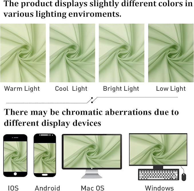 Lecloud Light Green Sheer Curtains 90 Inches Long 2 Panels, Modern Light - Image 8