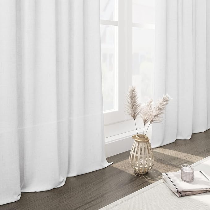 Nanspring White Linen Curtains 87 Inches Long - Image 6
