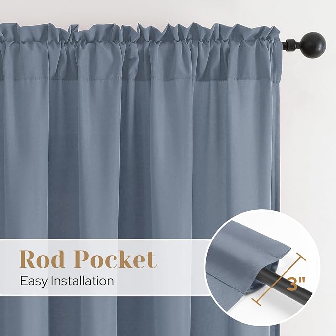 HOMEIDEAS Non-See-Through Stone Blue Privacy Sheer Curtains, 52 X 72 Inches - Image 5