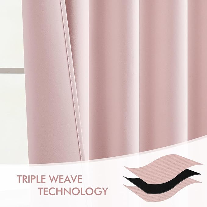MIULEE Baby Pink Back Tab Blackout Curtains 120 Inch Long 2 Panels Set - Image 7