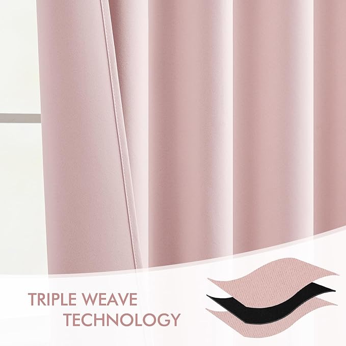 MIULEE Baby Pink Back Tab Blackout Curtains 96 Inch Long 2 Panels Set - Image 7