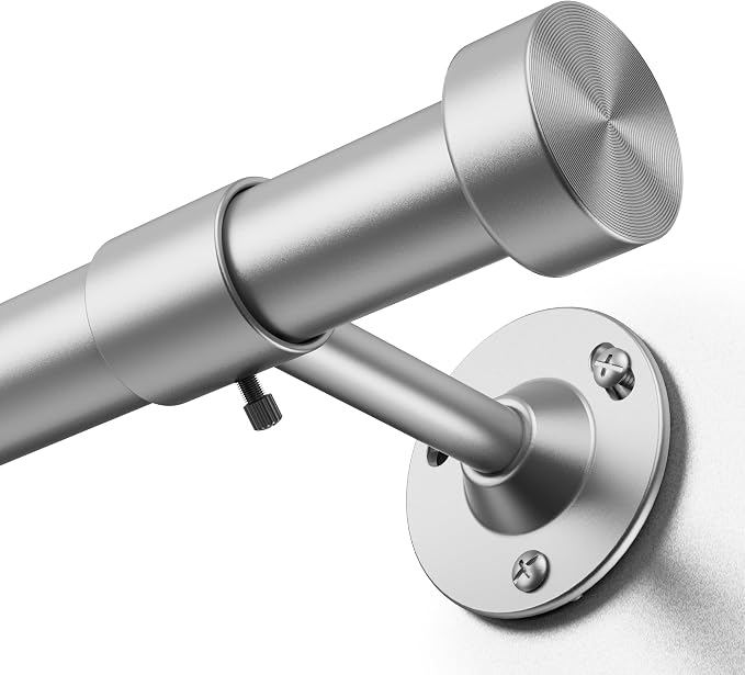 YaFex Heavy Duty Curtain Rods 32-150 Inch, 1 Inch Adjustable Silver Curtain Rod by YaFex