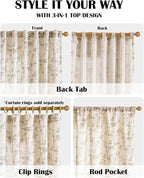 Lazzzy Farmhouse Linen Curtains Extra Long Gray Floral Curtains 108 Inch Long - Image 5