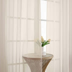 Chyhomenyc Cream Sheer Curtains 90 Inches Long 2 Panels, Light Filtering Cream - Image 9