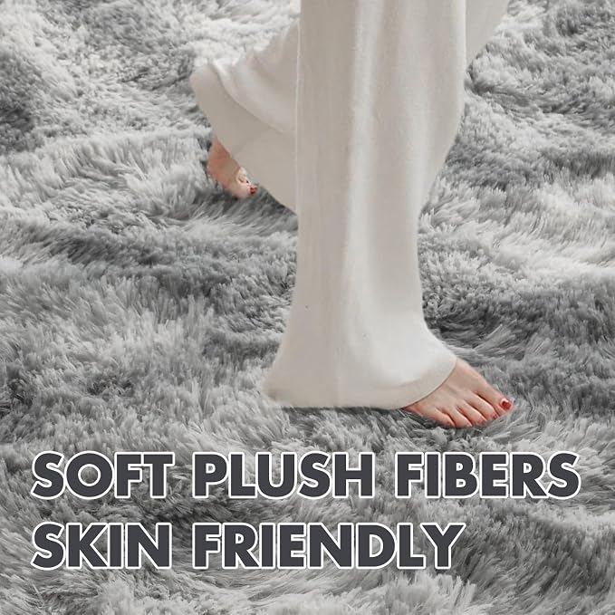 4x6 Ft Shag Rugs for Bedroom Living Room, Tie-Dyed Ultra Soft Fluffy Furry Area - Image 4