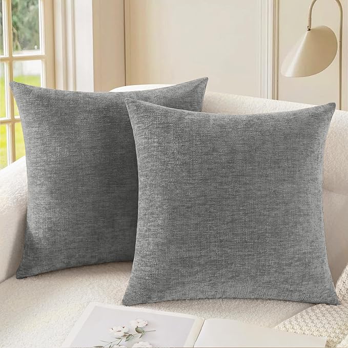 CaliTime Throw Pillow Covers Decorative 20 X 20 Inches Pack of 2 Cozy Chenille by CaliTime