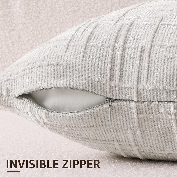 decorUhome Light Grey Chenille Euro Sham Throw Pillow Covers 22x22 Set of 2 - Image 3
