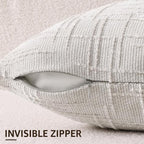 decorUhome Light Grey Chenille Euro Sham Throw Pillow Covers 22x22 Set of 2 - Image 3