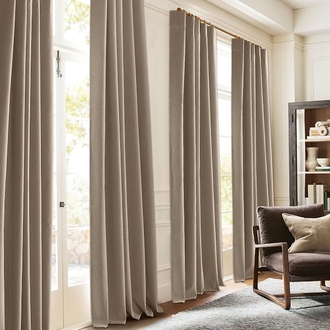 RYB HOME 100% Blackout Flax Linen Curtains 90 Inch Long, Light Block and - Image 2