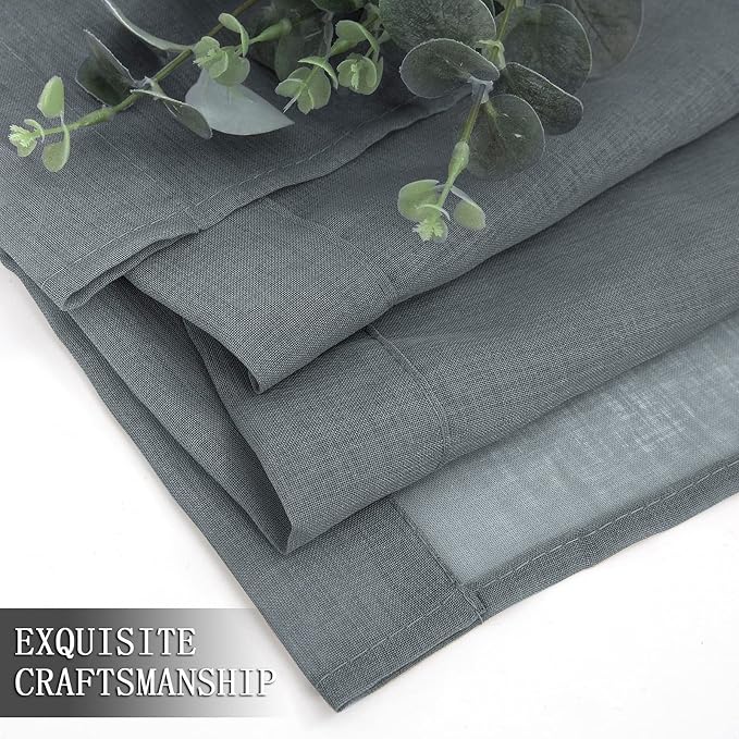 Tollpiz Sheer Curtains Linen Textured Living Room Curtain Sheers Light - Image 7
