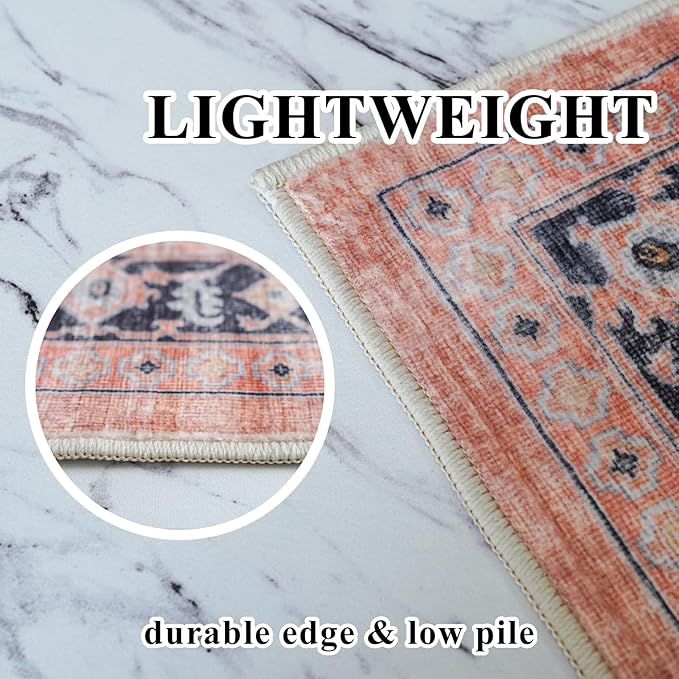 Washable 2x3 Small Area Rug: Vintage Indoor Soft Non Slip Door Mat Stain - Image 8