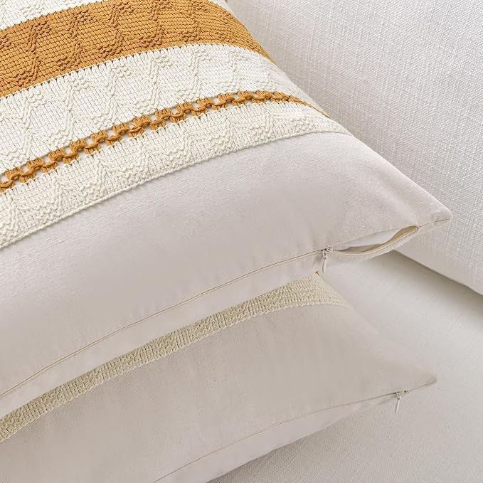Fancy Homi Set of 1 Mustard Yellow Fall Lumbar Decorative Throw Pillow Cover - Image 3