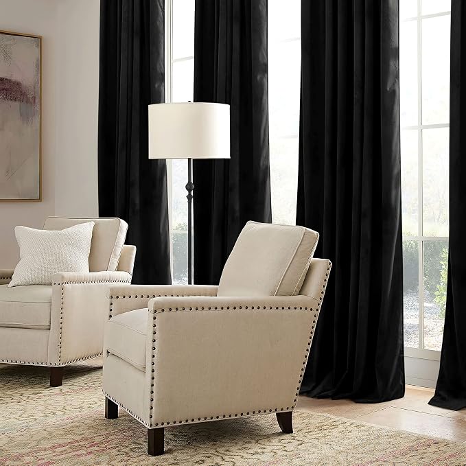 RYB HOME Black Velvet Curtains 102 inches - Image 6