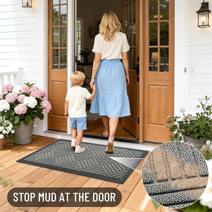 OLANLY Front Door Mat Outside Entrance 47x32, Heavy Duty Sturdy Natural Rubber - Image 6