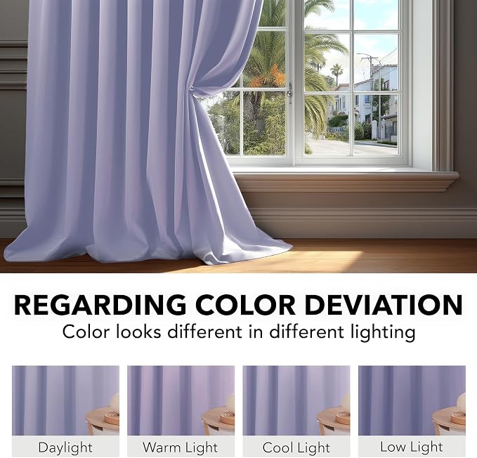 Deconovo Blackout Curtains, Thermal Insulated, W42 x L72 2 Panels, Back Tab - Image 6