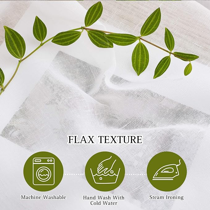 NICETOWN White Short Curtains 36 inches Long, Grommet Semi Sheer Linen Blend - Image 4