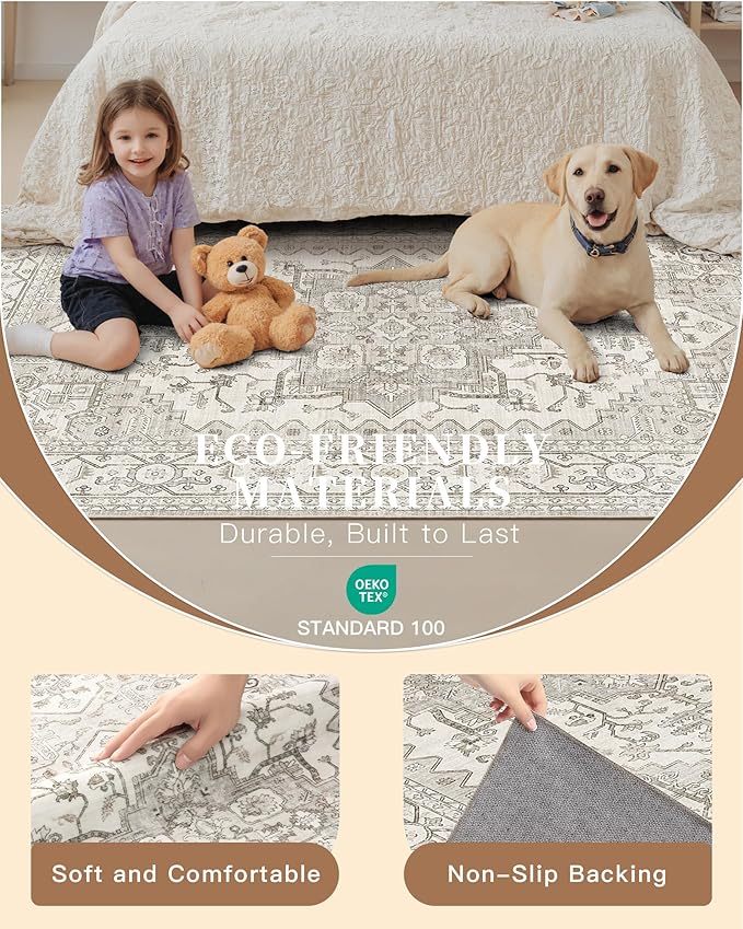 Madane Area Rug 3x5, Entryway Washable Vintage Runners Bedroom Non Slip Indoor - Image 5