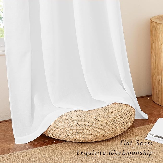 NICETOWN White Linen Curtains 102 inches Long - Image 7