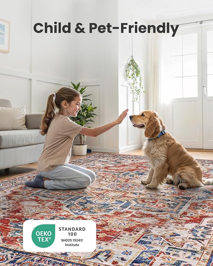 AMADA HOMEFURNISHING 5x7 Area Rugs, Washable Living Room Rug Low-Profile - Image 4