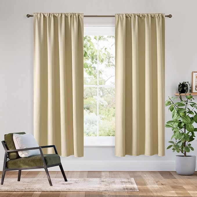 RYB HOME Bedroom Blackout Curtains 72 inches Long, 100% Blackout Thermal by RYBHOME