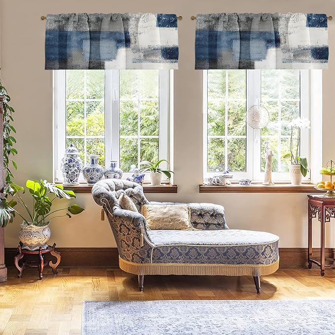 Emvency 4 Pack Valances Window Treatments, 52x18 Inch Rod Pocket Valances - Image 4