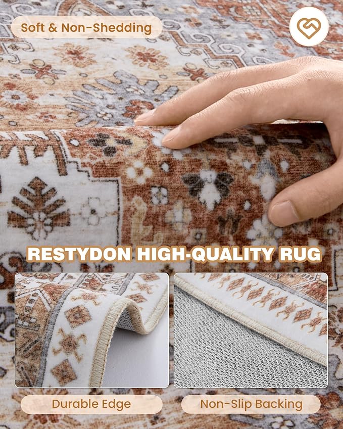 Washable Rugs 8x10 Area Rugs for Living Room, Non-Slip Backing Large Rug for - Image 7