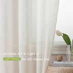 Simplebrand Natural Linen Textured Sheer Curtains 84 inches Length 2 Panels Set - Image 3