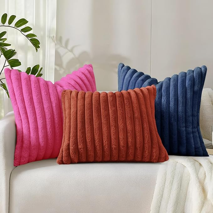 decorUhome Cozy Faux Fur Throw Pillow Covers 26x26 Set of 2 Decorative Soft - Image 9