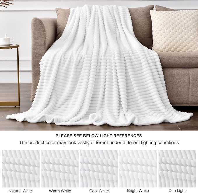 BEDELITE Fleece Blanket Twin Size – 3D Ribbed Jacquard Soft and Warm Decorative - Image 7