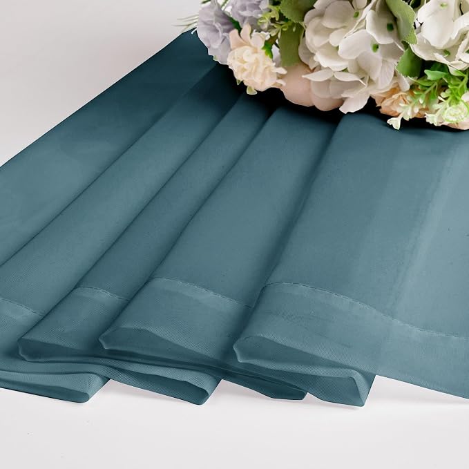 OWENIE Teal Sheer Curtains 84 inches Long 2 Panels Set, Light Filtering Rod - Image 7