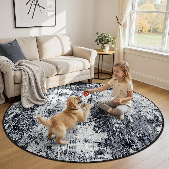 Washable Area Rugs 8ft Non-Slip Modern Abstract Soft by RELEANY