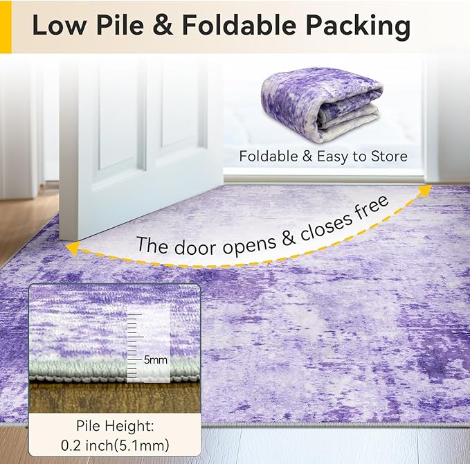 Washable Area Rugs 2'x8' Non-Slip Modern Abstract Soft - Image 8