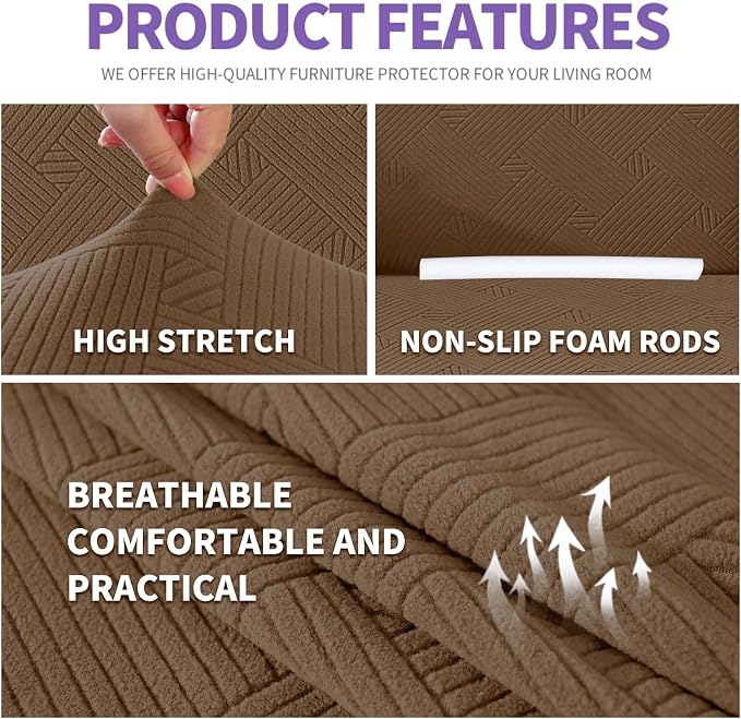 ZNSAYOTX Chair Cover with Arms, New Striped Sofa Chair Covers - Image 3
