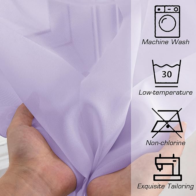 OWENIE Lavender Sheer Curtains 72 Inches Long Set of 2, Airy Sheer Curtains & - Image 5