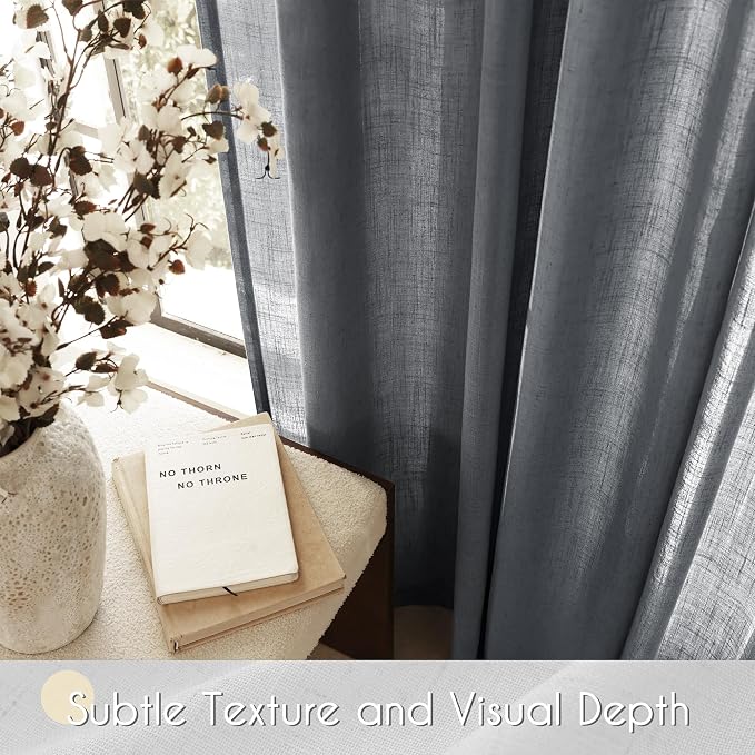 Dark Gray Curtains for Living Room Back Tab Modern Farmhouse Semi Sheer Gray - Image 4