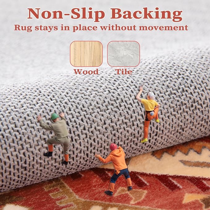 SERISSA Area Rug 3x5 Boho Rugs for Bedroom, Washable Non-Slip Living Room Rug - Image 5