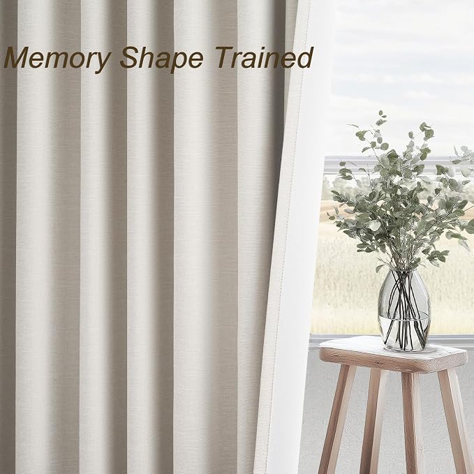 Topfinel 86 Inches Long Linen Blackout Curtains 2 Panels Set - Image 6